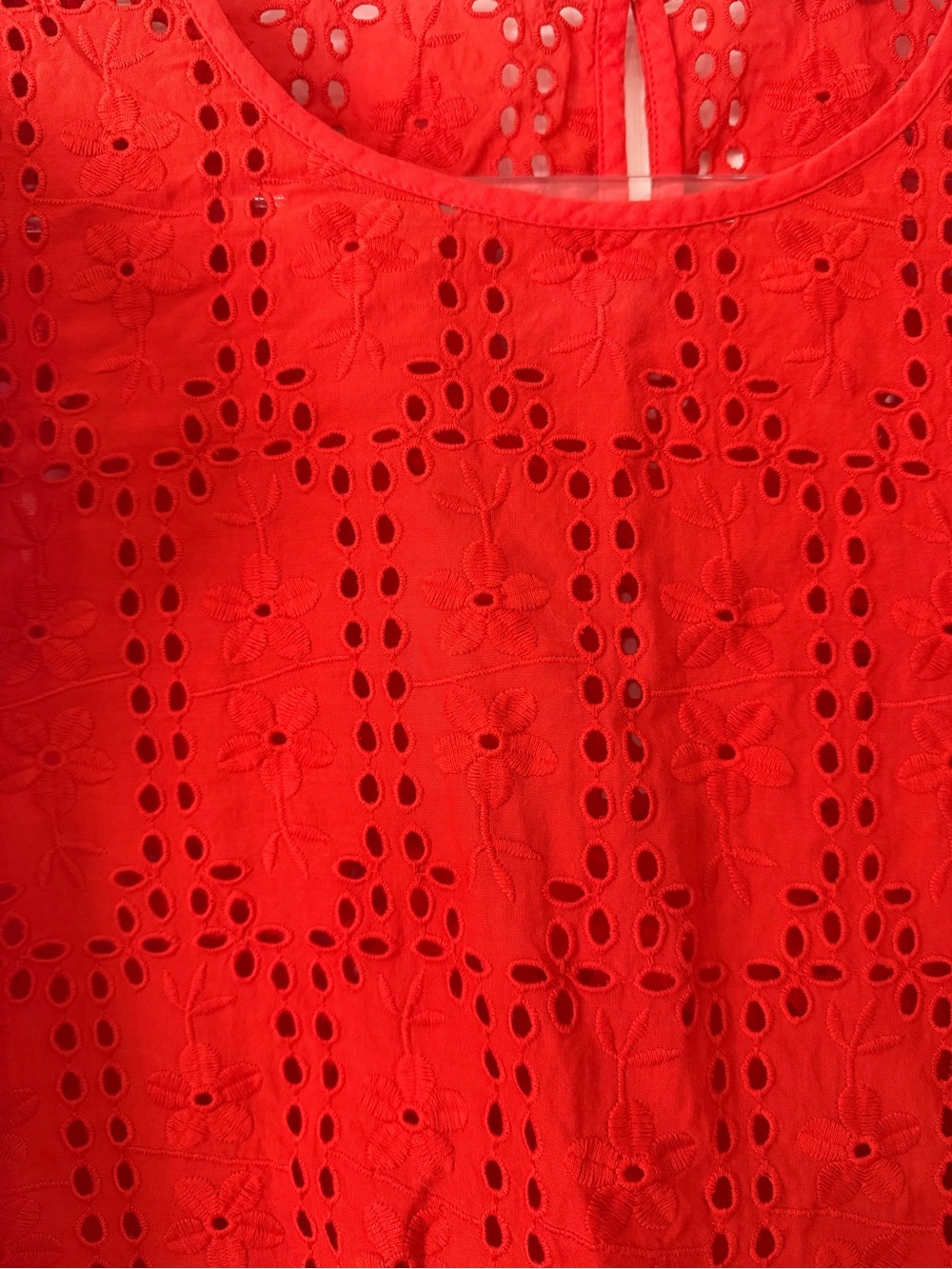 Madewell Red Eyelet Flutter Sleeve Top Size Medium 100% Cotton Boho Cottagecore - Picture 4 of 8